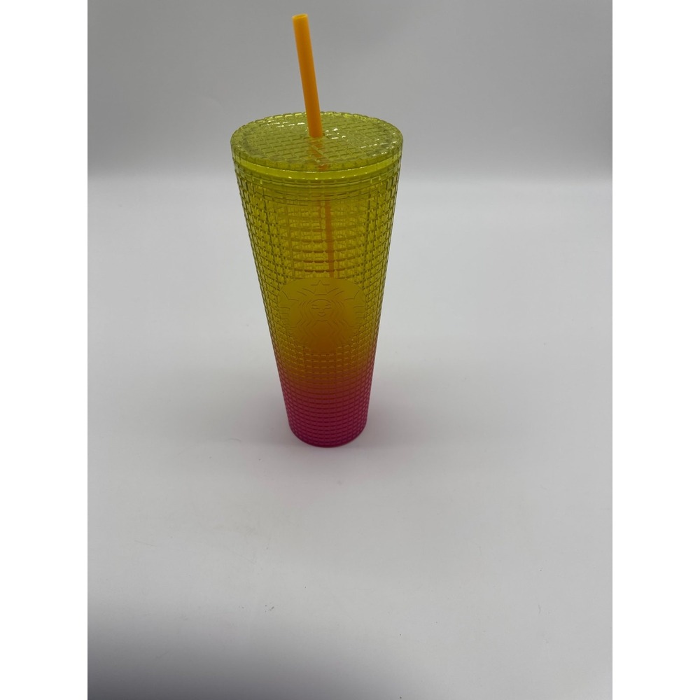 Starbucks Lemon Prism Spray Pink Gradient Ombre Summer 2022 Venti Tumbler 24 oz.